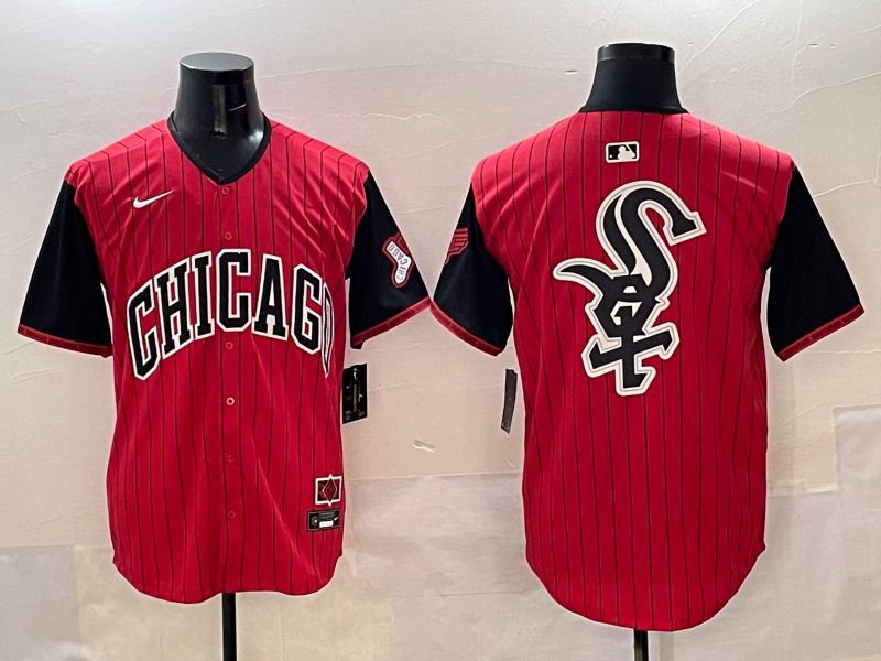 Men Chicago White Sox Blank Red Stripe Joint Name 2025 Nike MLB Jersey style 13